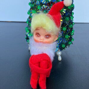 Napco Red Felt Knee Hugger Pixie Christmas Ornament